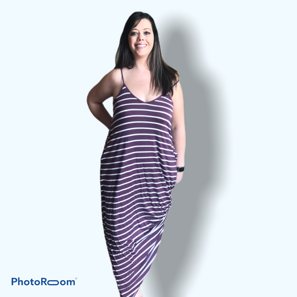 Plum maxi striped dress