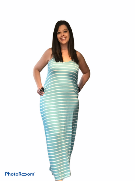 Teal maxi stripped dress