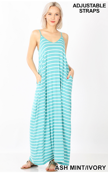 Teal maxi stripped dress