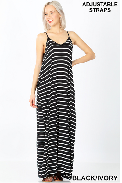 Black maxi stripped dress