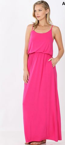 ADJUSTABLE STRAP TOP TWO LAYER MAXI DRESS
