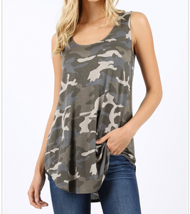 Dusty camo print sleeveless top