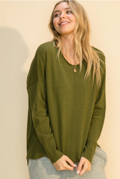 Front Seam Side Split Sweater