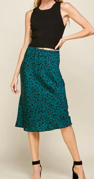 Teal Leopard Spotted Skirt