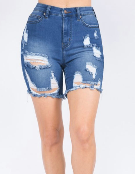 Distressed frayed Hem Bermuda Shorts