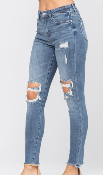 Judy Blue distressed knee jeans