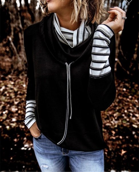 Striped Cowl Neck Top