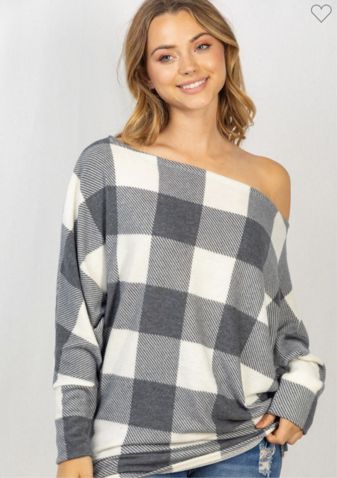 Buffalo Plaid Off the Shoulder Top