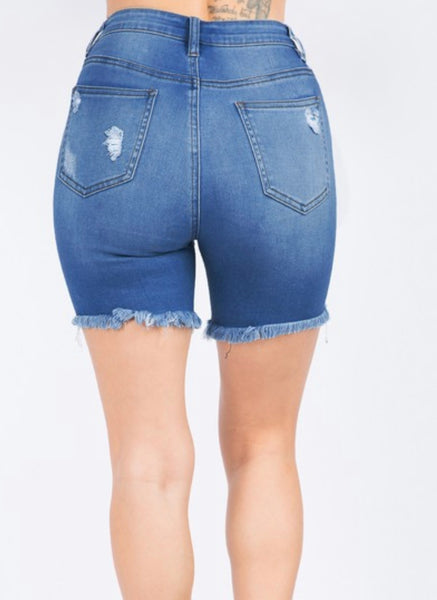 Distressed frayed Hem Bermuda Shorts