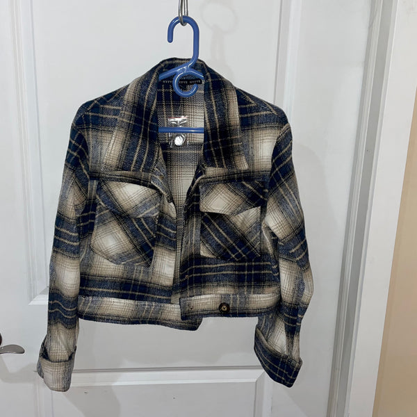 Cropped Flannel Jacket