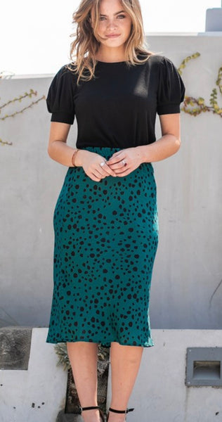 Teal Leopard Spotted Skirt