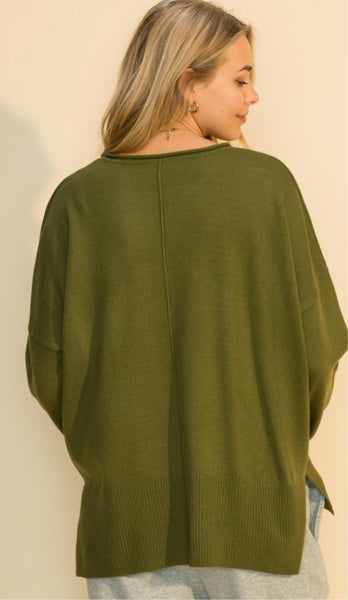 Front Seam Side Split Sweater