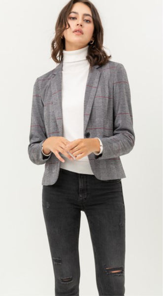 Grey Plaid Blazer PLUS SIZE