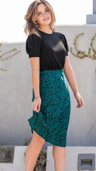 Teal Leopard Spotted Skirt