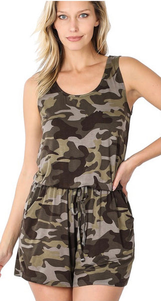 Camo romper with pocket