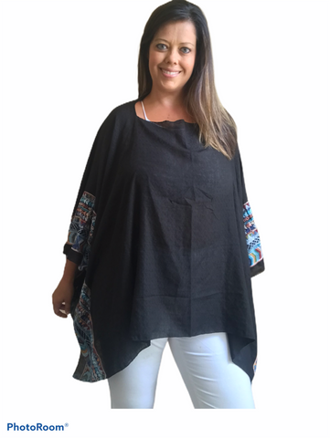 Black embroidered poncho