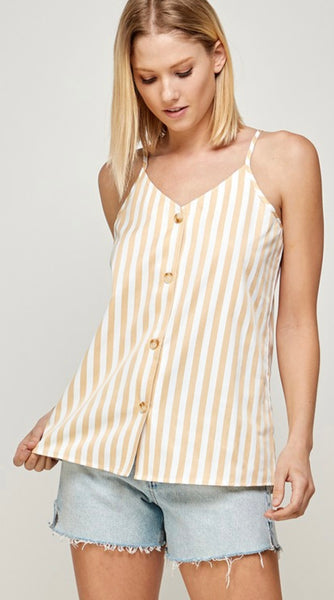 Striped Spaghettini Strap Tank