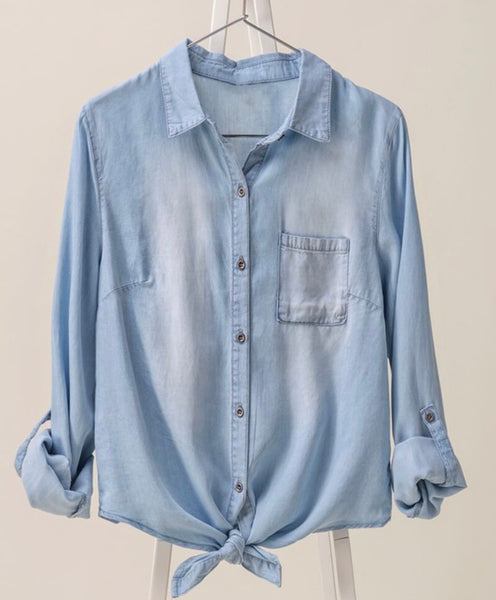 Front Tie Denim Shirt