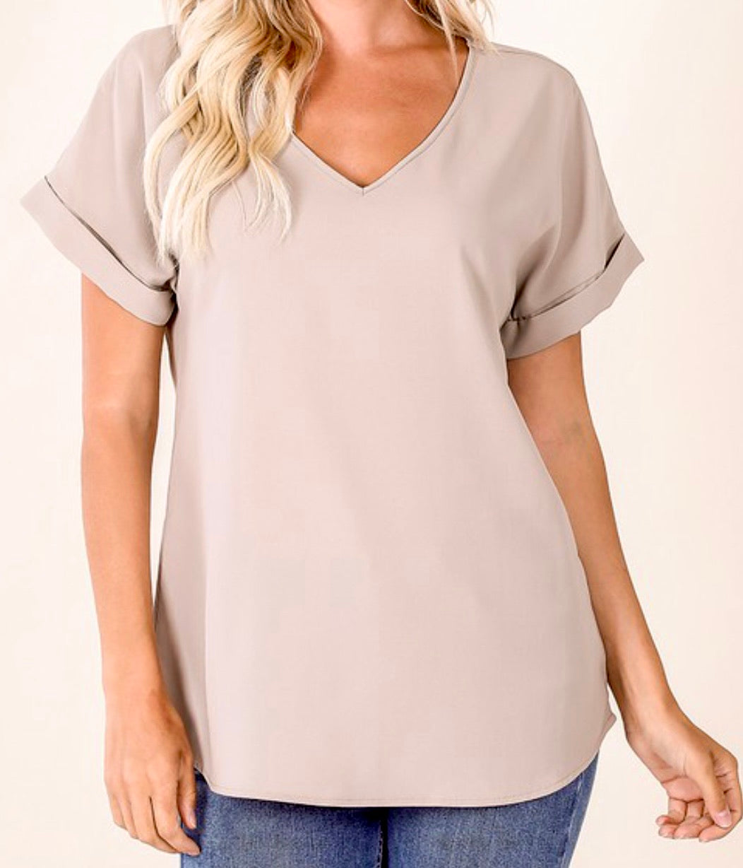 Short sleeve woven top