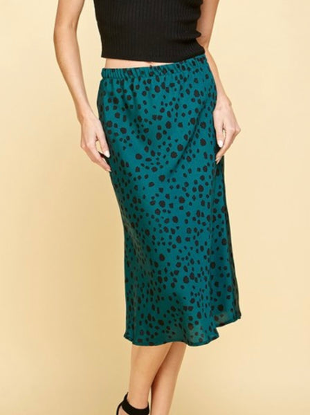 Teal Leopard Spotted Skirt