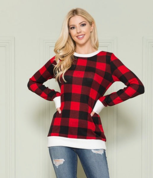 Buffalo Plaid Long Sleeve Top