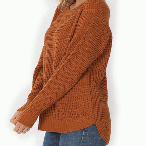 Hi-lo waffle sweater