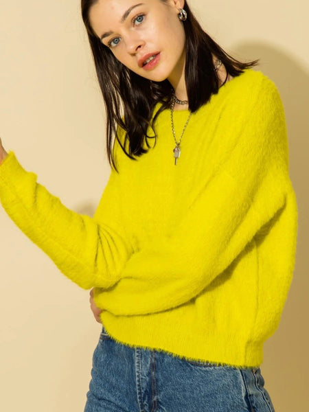 Fuzzy Crew Neck Sweater