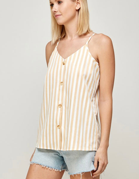 Striped Spaghettini Strap Tank