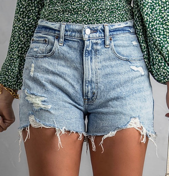 High Rise Frayed Shorts