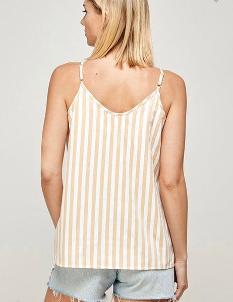 Striped Spaghettini Strap Tank