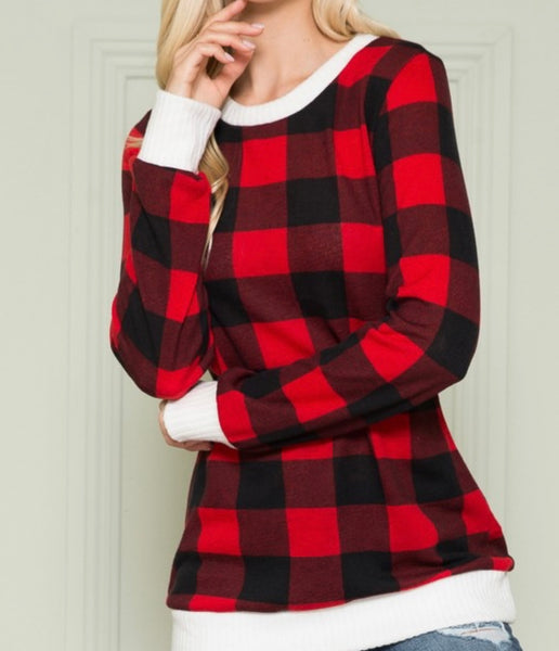 Buffalo Plaid Long Sleeve Top