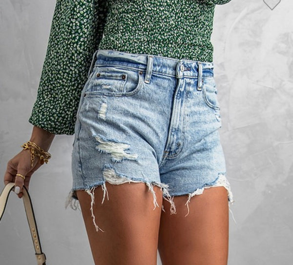 High Rise Frayed Shorts