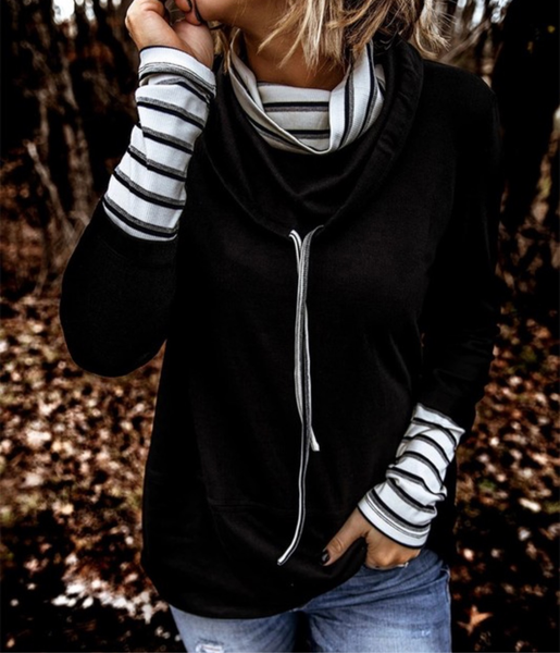 Striped Cowl Neck Top