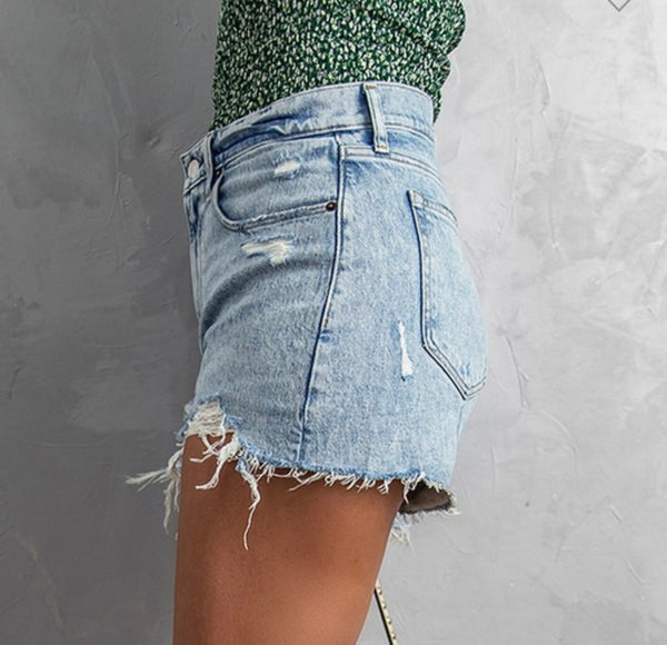 High Rise Frayed Shorts