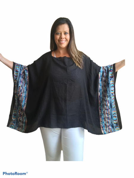 Black embroidered poncho