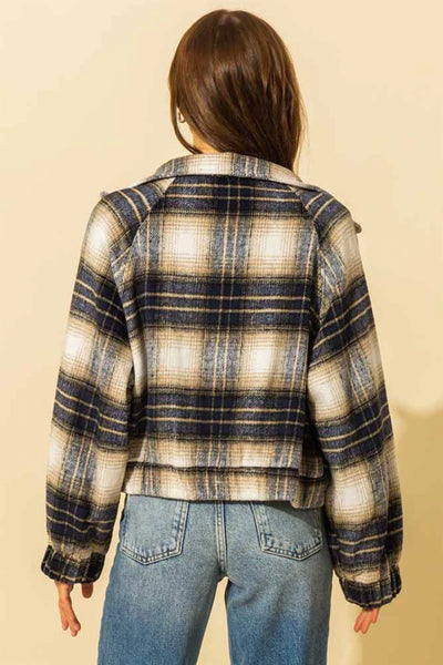 Cropped Flannel Jacket