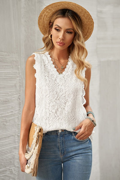 Lace V Neck Tank Top